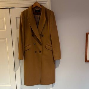 J. Crew Women's Fully Lined Camel Double-Breasted Wool Coat / Size 12